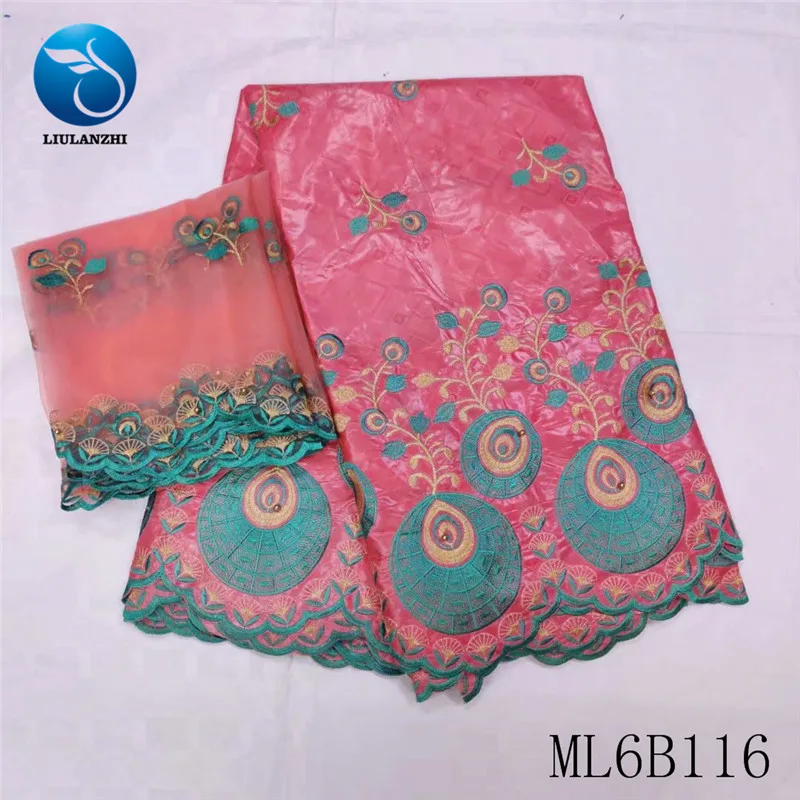 LIULANZHI Нигерия Базен ткани в африканском стиле высокого качества хлопковые riche с бисером вышивкой ришелье кружева 5+ 2 м ML6B116