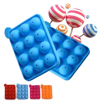 

Fun 12 Holes Silicone Cake Tools Pop Mold Ball Shaped DIY Molds Healthy Silicone Lollipop Chocolate Cake Baking Ice Tray Stick