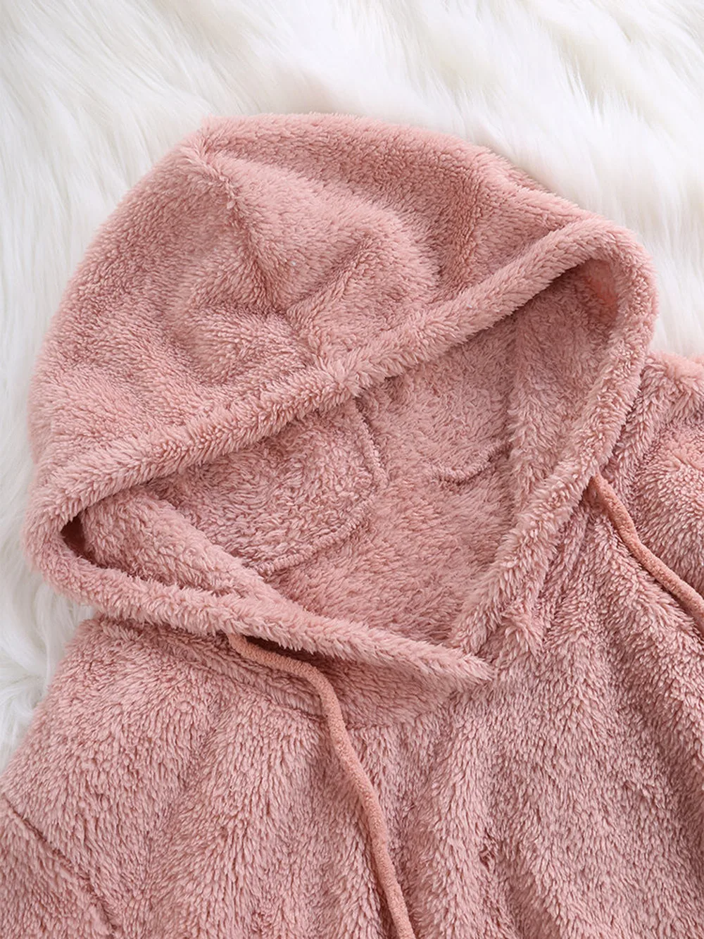 JAYCOSIN fashion ladies long-sleeved soft plush pullover sweatshirt solid color warm casual hooded sweatshirt autumn winter