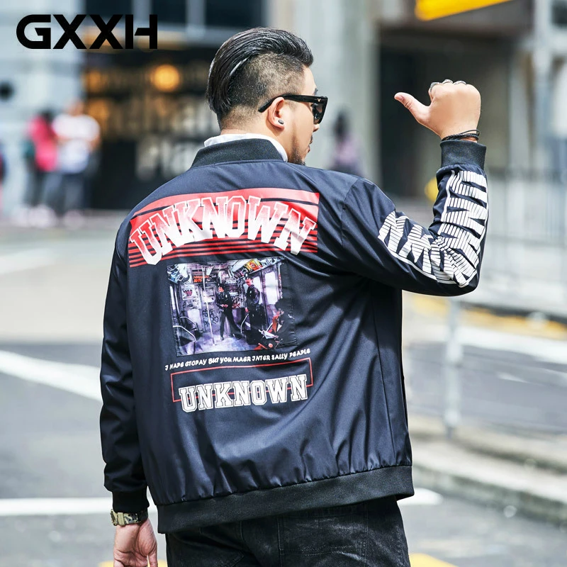 

GXXH 2019 Autumn Men's Tide Brand Bomber Jacket Loose Men Plus 7XL 6XL Large Size Clothing Oversized Baseball Jacket Coat Men