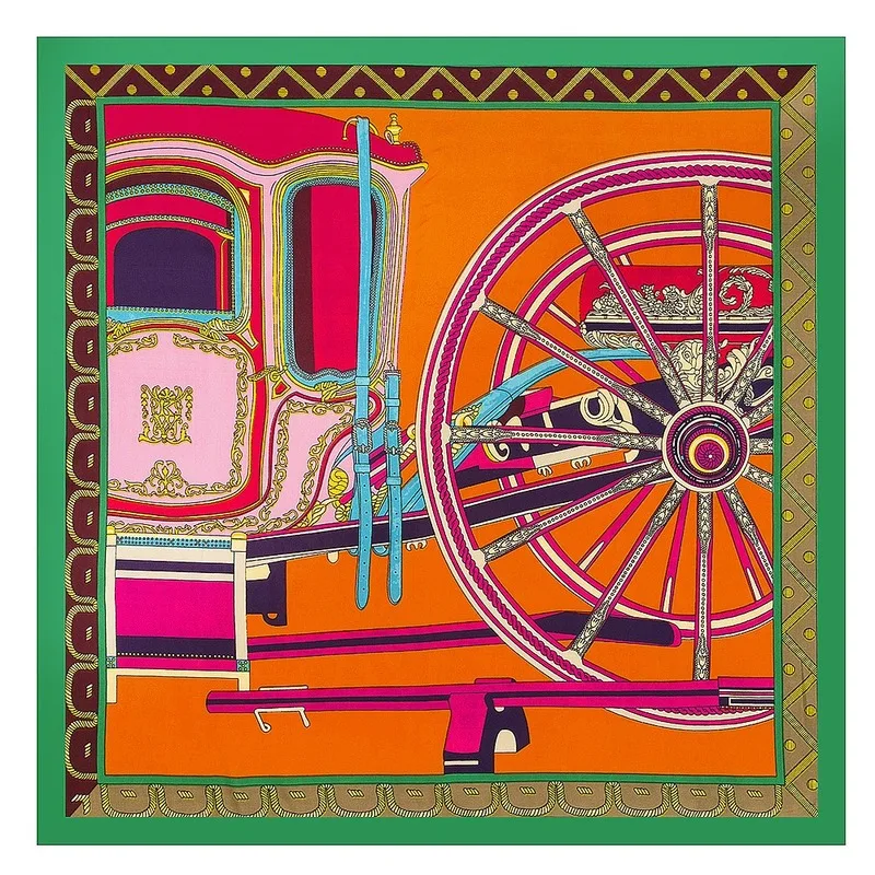 

Matagorda Woman Scarves 60cm Small Silk Scarf Spring Carriage Wheels Paisley Printing Hand Towel Neckerchief Ladies Accesories
