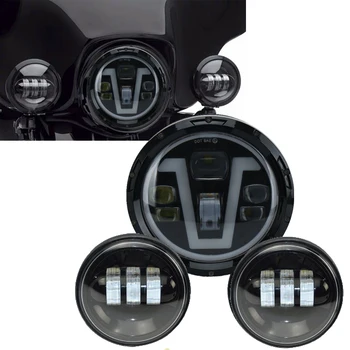 

7'' Motor LED headlight 4.5" 4-1/2" Moto LED Fog lights Lamp 7inch Motorcycle headlight bracket for softail heritage Road King.