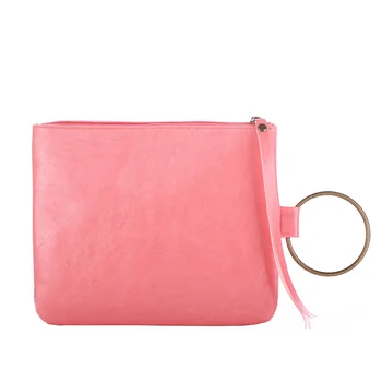 

Small Handbags Women Portable Daily Clutch Bag Phone Packs Lady Copper Wristlets Pu Leather Candy Color Handle Flap Female