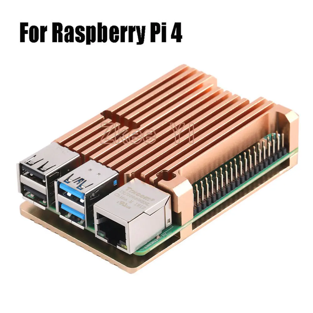 Pi4 Gold Without fan Алюминиевый корпус сплав Броня с охлаждающим радиатором двойной вентилятор для Raspberry Pi 3/4 Модель B, Pi 3 B+, Pi 2 Модель B - Цвет: Pi4 Gold Without fan