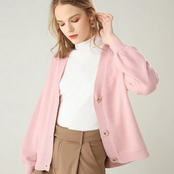 

2019 new O neck Cashmere Wool Blend Cardigans Sweater Women Knit Soft Warm Short Cardigans Female
