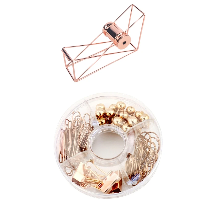 

66 Pcs Office Supplies : 1 Pcs Creative Stationery Metal Tape Holder Tape Cutter Of Tape Dispenser & 65 Pcs Paper Clips Multi-Ki