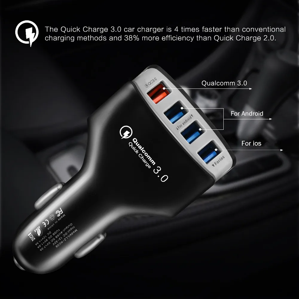 XEDAIN хорошее QC3.0 быстрое зарядное устройство USB Автомобильное зарядное устройство 4 USB порта Адаптивное быстрое зарядное устройство для телефона адаптер для iPhone huawei Xiaomi Регистратор