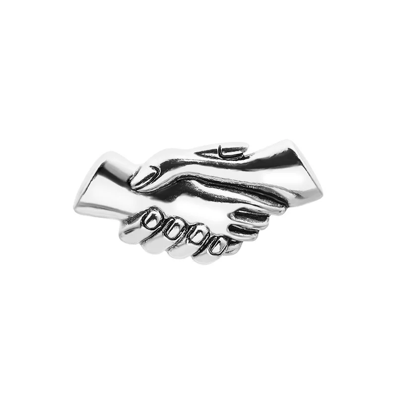 Silver Металлические Булавки для рук, рукопожатие, креативная брошь, сумка, одежда, куртки, нагрудные значки, винтажные ювелирные изделия, сотрудничество, подарок дружбы - Окраска металла: Silver