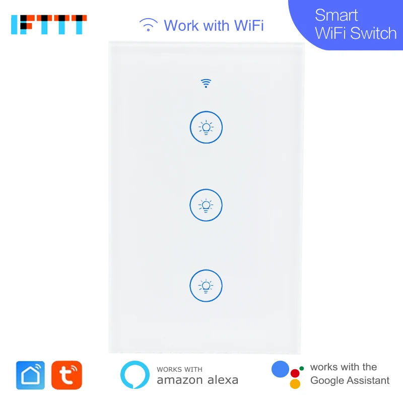 50 шт. Wifi умный настенный светильник с сенсорной панелью стандарт США умный дом работает с Alexa Google Home IFTTT TUYA Smart LIFE - Комплект: 3GANG