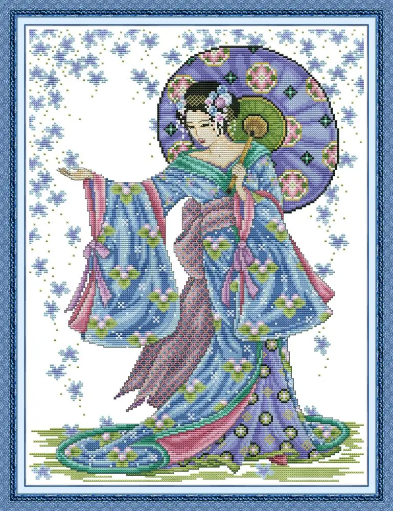 

NEW Rain flower 1 cross stitch kit aida 14ct 11ct count print canvas cross stitches needlework embroidery DIY handmade