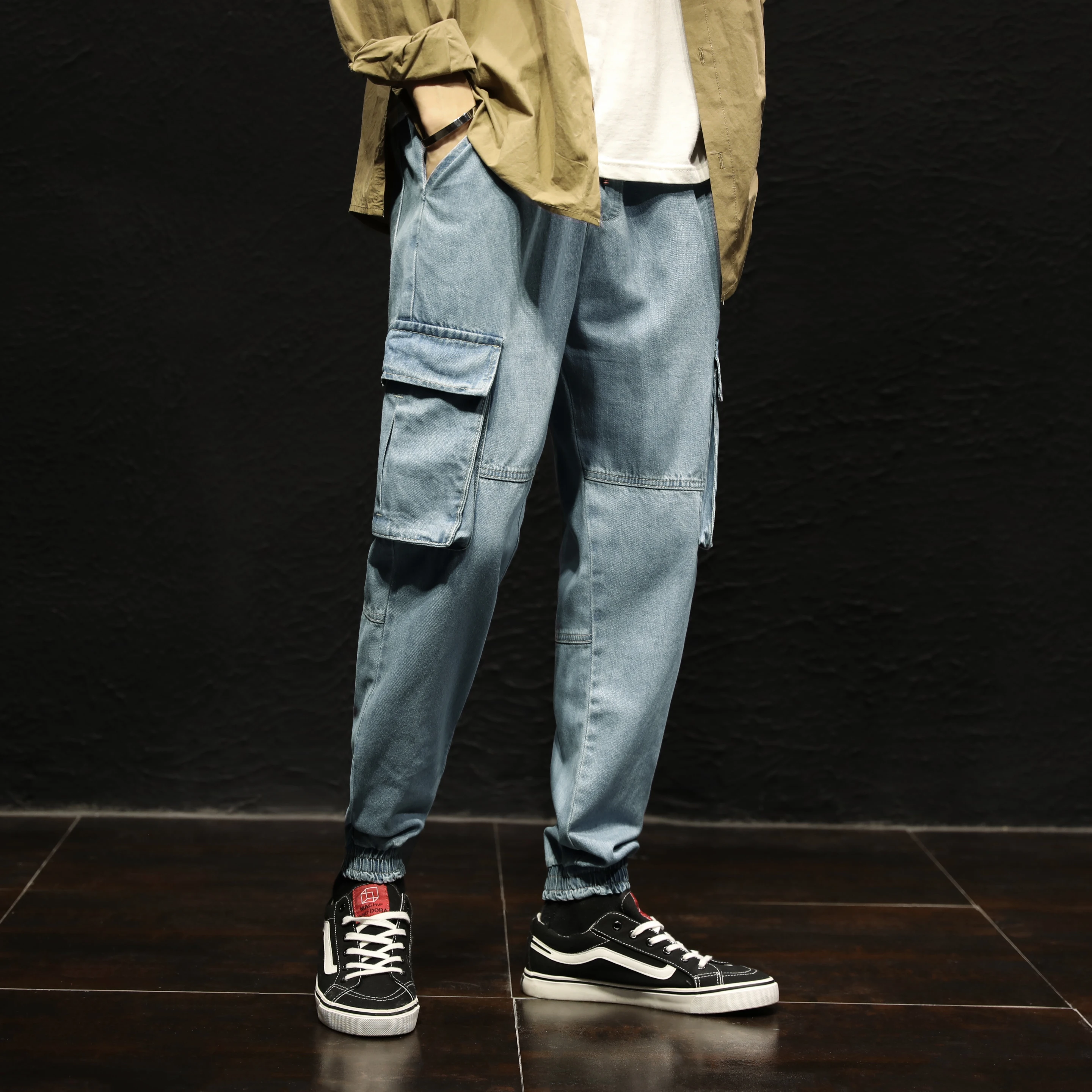 Buy Heavyweight Denim Trousers Mens Pants Men Large size men's jeans pants high waist stretch jeans stretch big size cargo pant 7XL