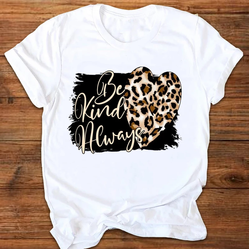 Women Graphic Leopard Love Fashion Short Sleeve 90s Ladies Printing Print Clothes Lady Tees Tops Female T Shirt Womens T-Shirt