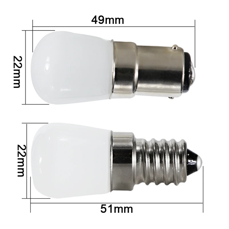 Светодиодная лампочка свет T22 B15 E12 E14 12 v 110v 220v 1,5 Вт мини-прожектор холодильник мини фонари Матовая оболочка 12 вольт светодиодные лампы