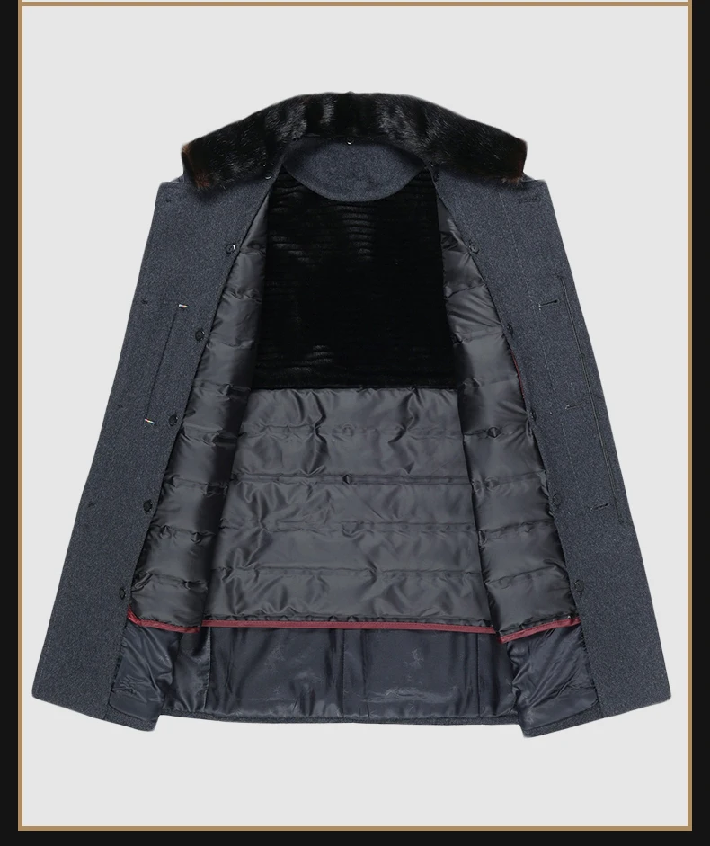PViviYong, Новое поступление, зимнее шерстяное пальто высокого качества, мужской пуховик, подкладка, меховой воротник, куртки, плюс-размер, M-4XL, 1985