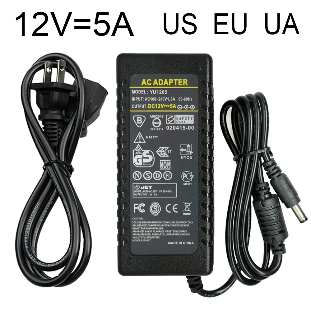Горячая Распродажа источник питания ac dc адаптер US EU AU 12v5a 60W для адаптеров камеры