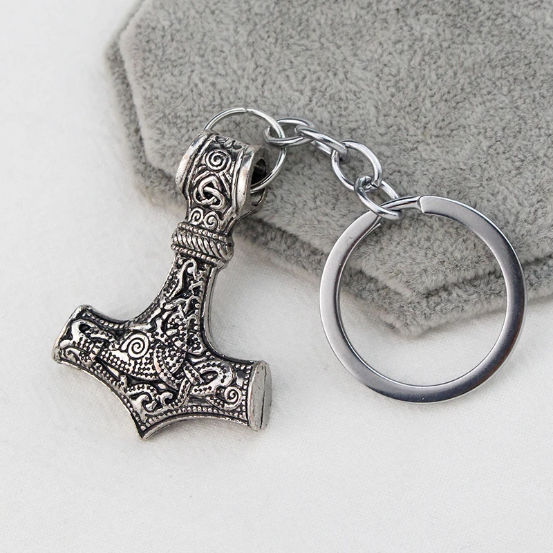 Charm Thor Hammer Mjolnir Viking Amulet Hammer Portachiavi Scandinavo Norse Jewelry Men Gift Dropshipping Portachiavi