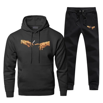 

Funny Print Michelangelo Genesis Hoodies Pants 2 Piece Set 2019 Winter Bodywarmer Complete Man Tracksuit Fashion Streetwear