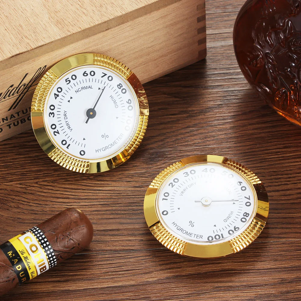 GALINER Pocket Cigar Hygrometer Metal Humidor Hygrometers Round Cigar Accessories Accurate