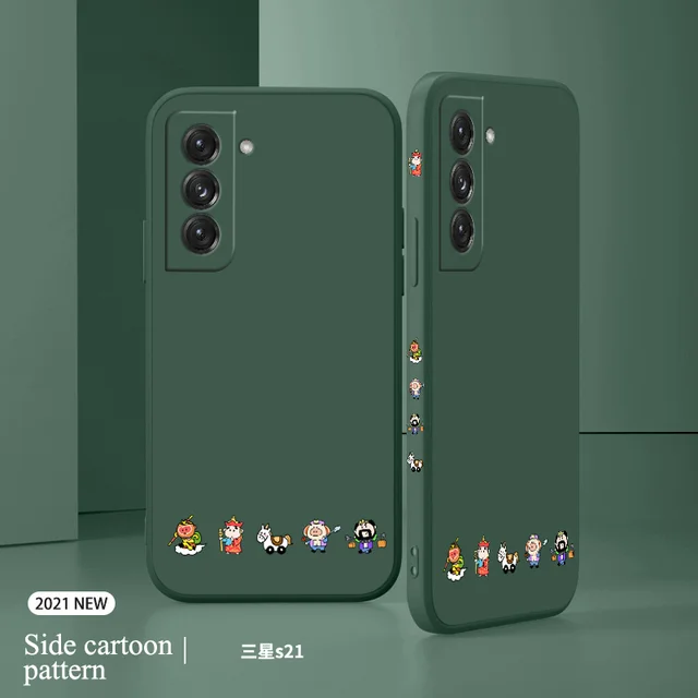 Classic Anime Phone Case For Samsung Galaxy S21 S20 FE S10 Note 20 10 Ultra Plus A72 A52 A42 A32 A71 A51 A41 A31 A21S 4G Cover Dark Green