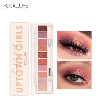 

FOCALLURE EYE SHADOW PALETTE 10 Shades 4 Textures Palette With Dual-ended Brush & Mirror Eyemakeup