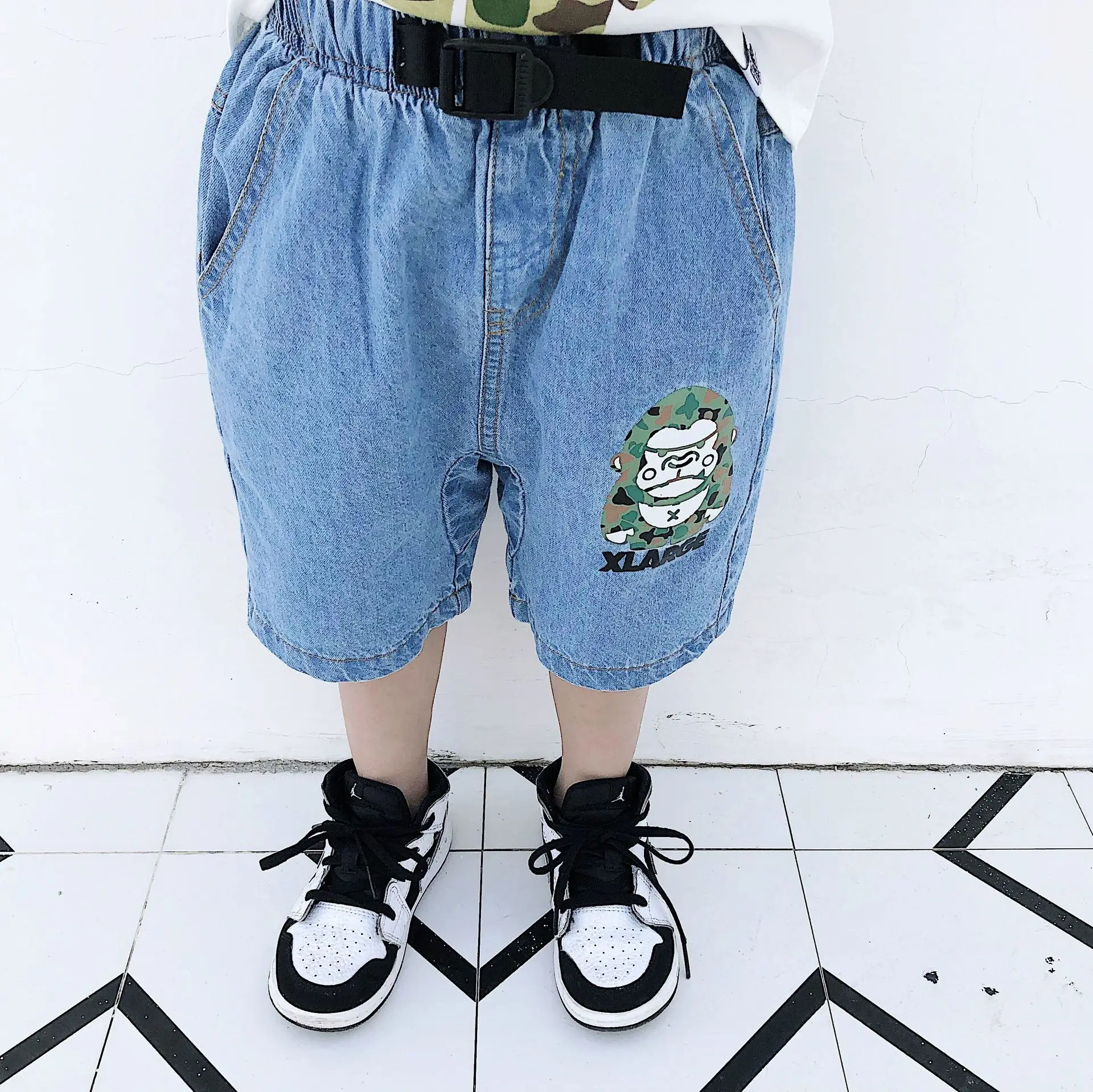 Summer New Style Japanese-style Popular Brand Childrenswear Men And Women Children Pants Camouflage Gorilla Denim Shorts