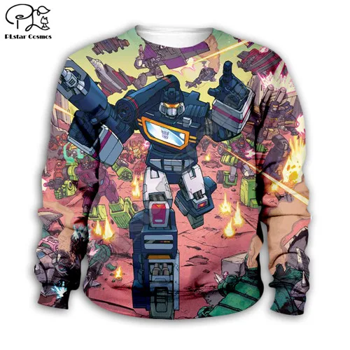 Детская одежда, Autobots толстовки с 3D-принтом «робот-трансформер», свитер для мальчиков, Популярный Мультипликационный стиль-8 - Цвет: Синий