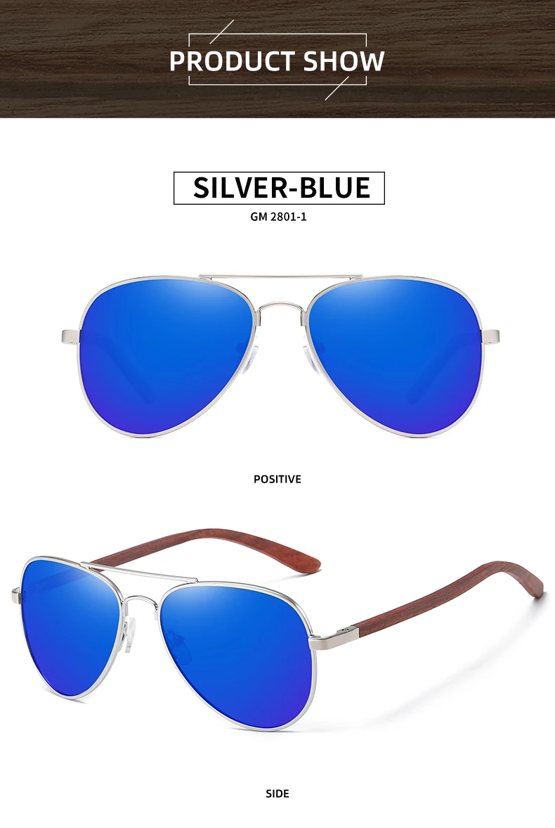 Бренд GM, дизайнерские солнцезащитные очки для женщин, красная деревянная ножка с металлической оправой, солнцезащитные очки для мужчин и женщин, деревянные солнцезащитные очки S2801