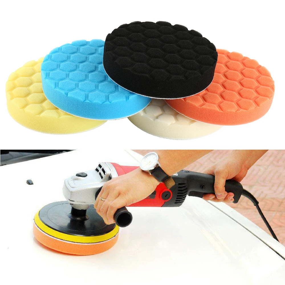 5pcs 7 Inch Car Polishing Pad Waxing Buffing Sponge Auto Care Cleaning Tools Repair Polisher Drill Adapter Accessories | Автомобили и