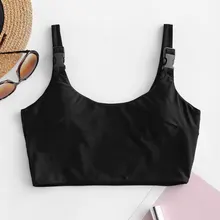 Zaful нажимная Пряжка мягкая майка Бикини Топ из двух частей раздельный женский купальник