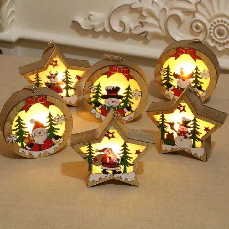 

Christmas decorations Wood glow pendant Christmas tree ornaments small gift Festive Supplies