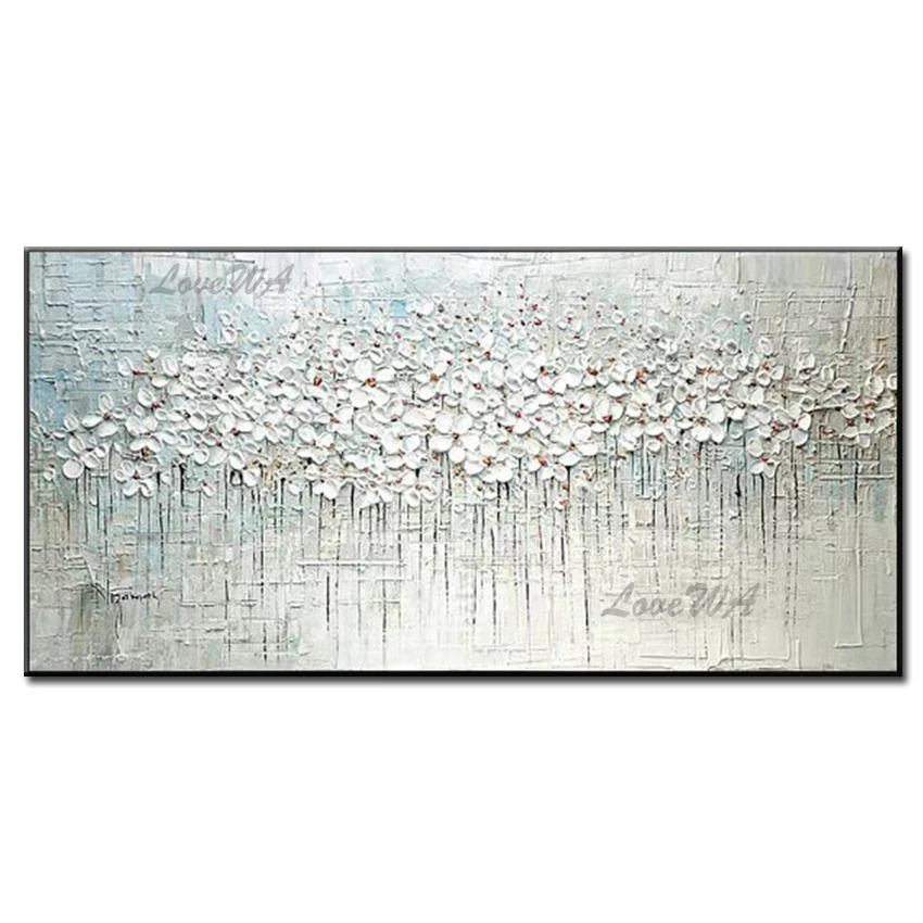 

White Knife Flowers Oil Paintings On Canvas Home Decor Handmade Wall Oil Painting Wall Picture Colorful Paintings Art Unframed