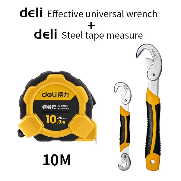10 and Wrench Xiaomi DELI инструмент стальная лента мера 5 м/10 м Размер маленький портативный Рисование картографирование измерения расчетный гаечный ключ Набор - Цвет: 10 and Wrench