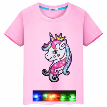 

Cartoon unicorn colorful bright children's clothing little girl T-shirt round neck short sleeve summer new tide