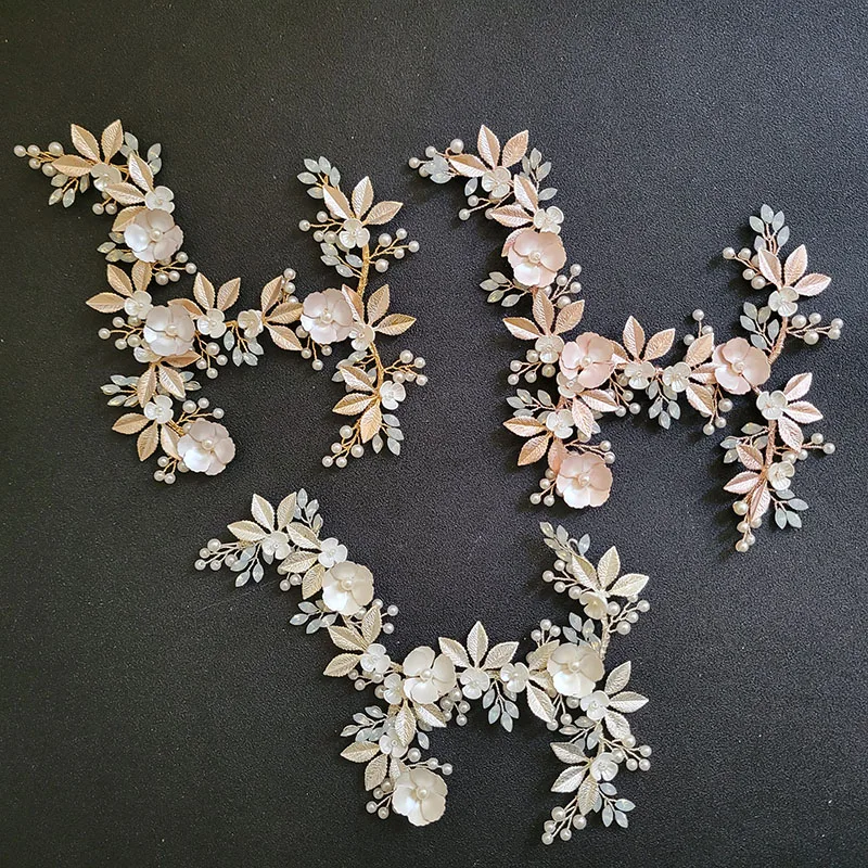 

SLBRIDAL Handmade Alloy Crystal Rhinestone Pearls Flower Bridal Headband Wedding Headpieces Bridesmaids Women Dress Hair Jewelry