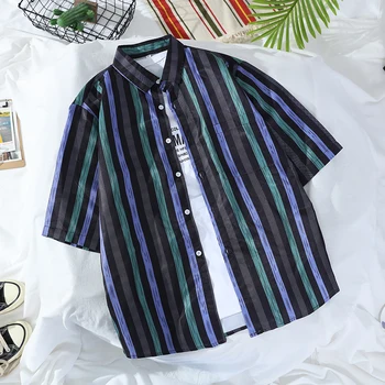 

2020 Summer Cool Fashion Men Stripes Casual New Style Hawaii Shirt