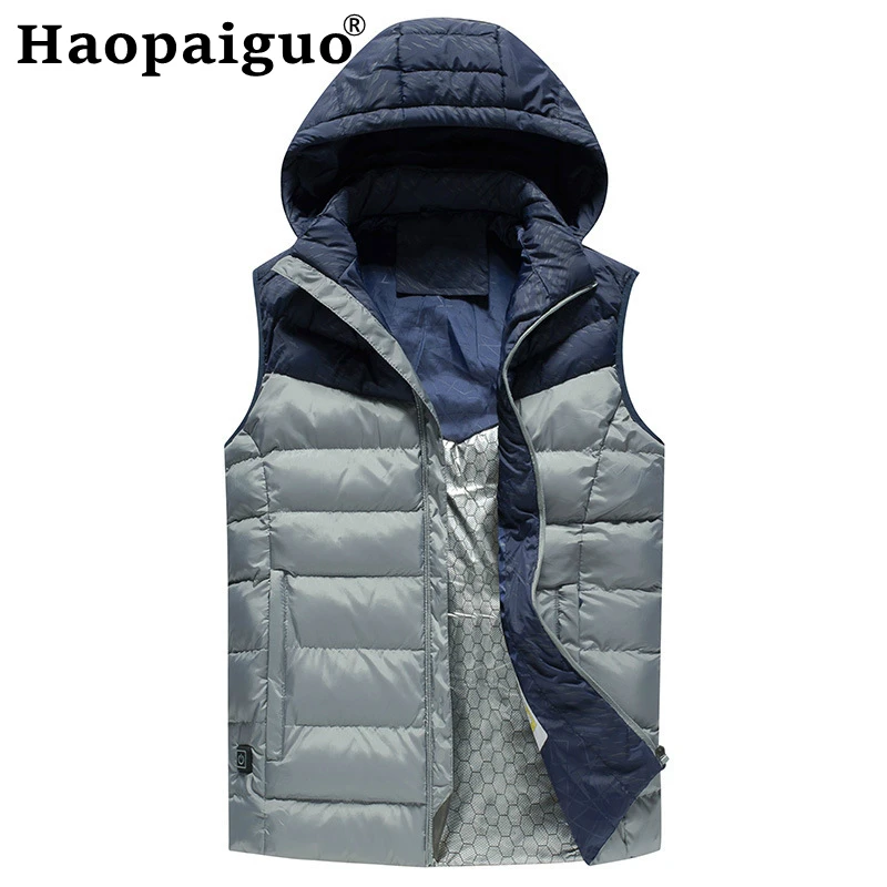 

Intelligent Heating Winter Autumn Jacket 2019 Men Thick Warm Cotton Vest Hat Hooded Warm Waistcoat Men Quick-drying Windbreaker