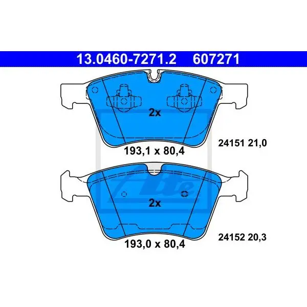 Колодки дисковые передние MB X164 3.0-5.5i/D 06 ATE 13046072712
