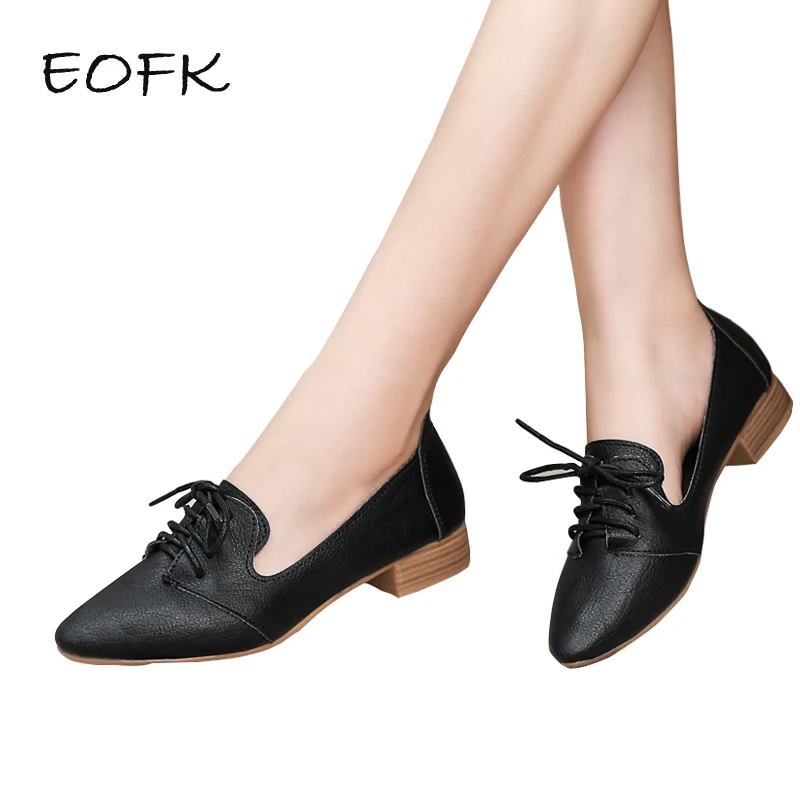 

EOFK Women Shoes Woman Flats Casual Comfortable Pointed Toe Slip-on Loafers Boat Shallow Retro Ladies Shoes Mujer Zapatos