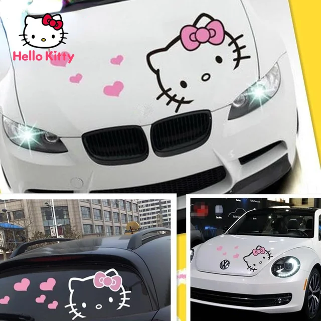 Hello Kitty Car Accessories Stickers Personality Cartoon Cute Garland Car Head Cover Body Decoration Cover Car Creative Stickers 1