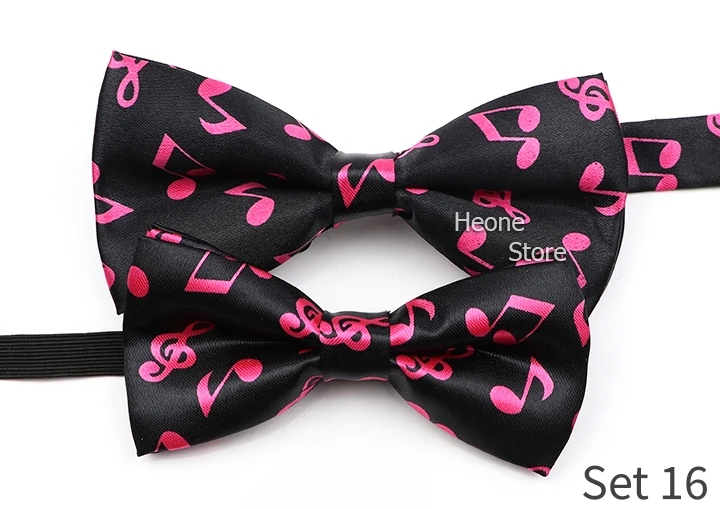 Männer der Musik Thema Bogen Krawatten Polyester Eltern-Kind Bowtie Set Klavier Stab Gitarre Stern Muster Herren Party Prom krawatte Zubehör – Detail 17