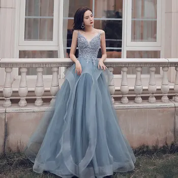 

100% real light ash blue vintage cosplay ball gown medieval dress Renaissance gown queen Victorian Belle Ball gown