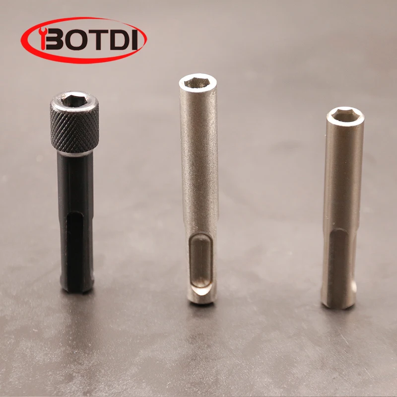 1/4" Hex Shank Drill Bit Connecting Rod Sleeve Socket Wrench SDS Converter Adapter Nut Impact Driver Set For Drilling Tools - Цвет: Set of 3 pieces