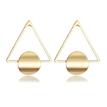 Fashion and Popular Atmosphere Triangle Round European and American Earrings Personality Three-dimensional Earrings