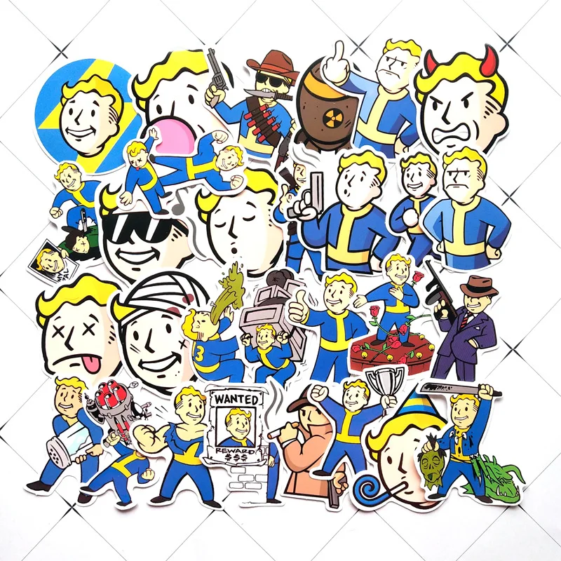 29 шт./лот Fallout игра комикс часть 1 ПВХ наклейки с милыми рисунками для костюма чехол скейтборд тележка чехол для ноутбука водонепроницаемые наклейки