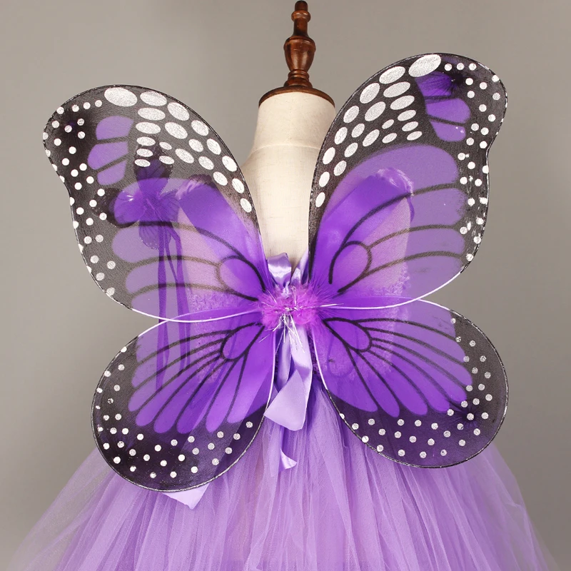 Lavander Flower Girl Tutu Dress Birthday Wedding Jr. Bridesmaid Tulle Dress Monarch Butterfly Kids Dance Recital Ball Gown (13)