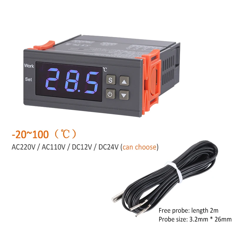 

Intelligent LED Digital Thermostat Temperature Controller Refrigeration Heating Temperature correction Relay+Sensor