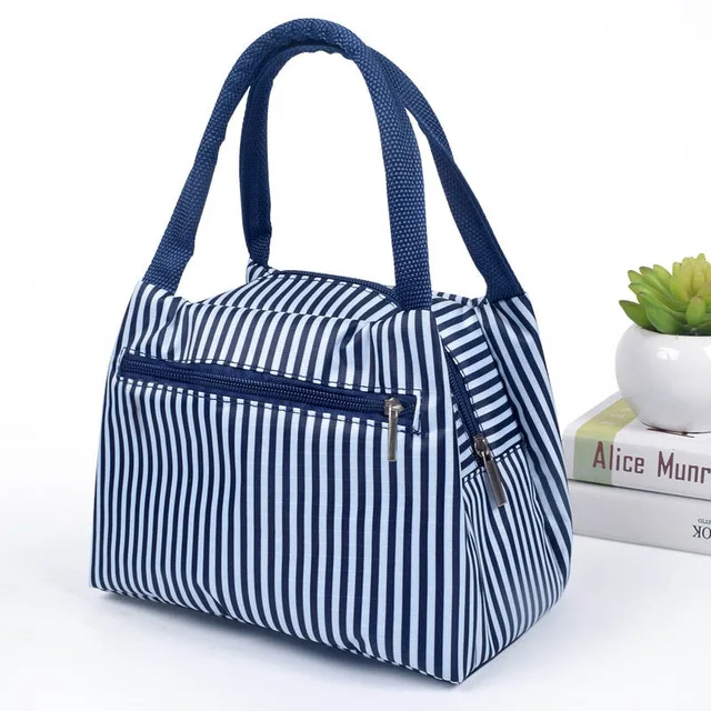 Портативная сумка для ланча в офис новая сумка-холодильник Термоизолированный Ланч-бокс женская сумка-тоут контейнер для еды школьная сумка для пикника и кемпинга - Цвет: stripe