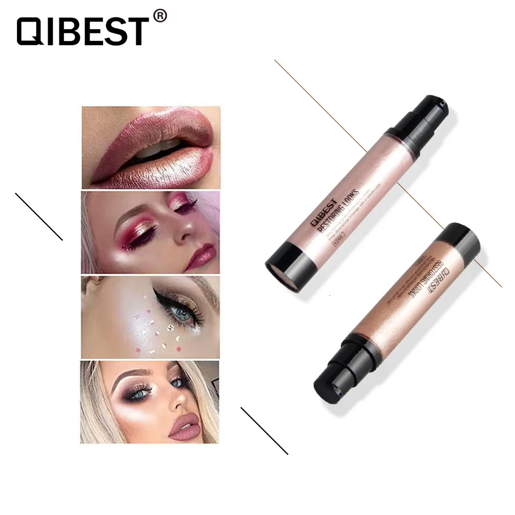 

Qibest face Highlighter Brighten Liquid Makeup Shimmer Highlight for Dark Skin Concealer Face Contouring Makeup brightening