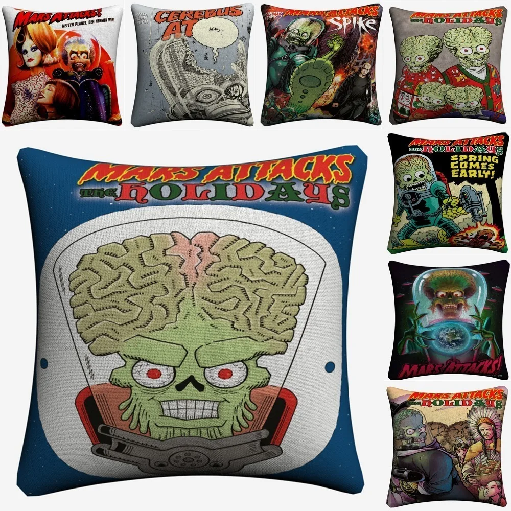 Mars Attacks The Holidays Movie Decorative Cotton Linen Cushion Cover 45x45cm Throw Pillow Case For Sofa Home Decor Almofada | Дом и сад