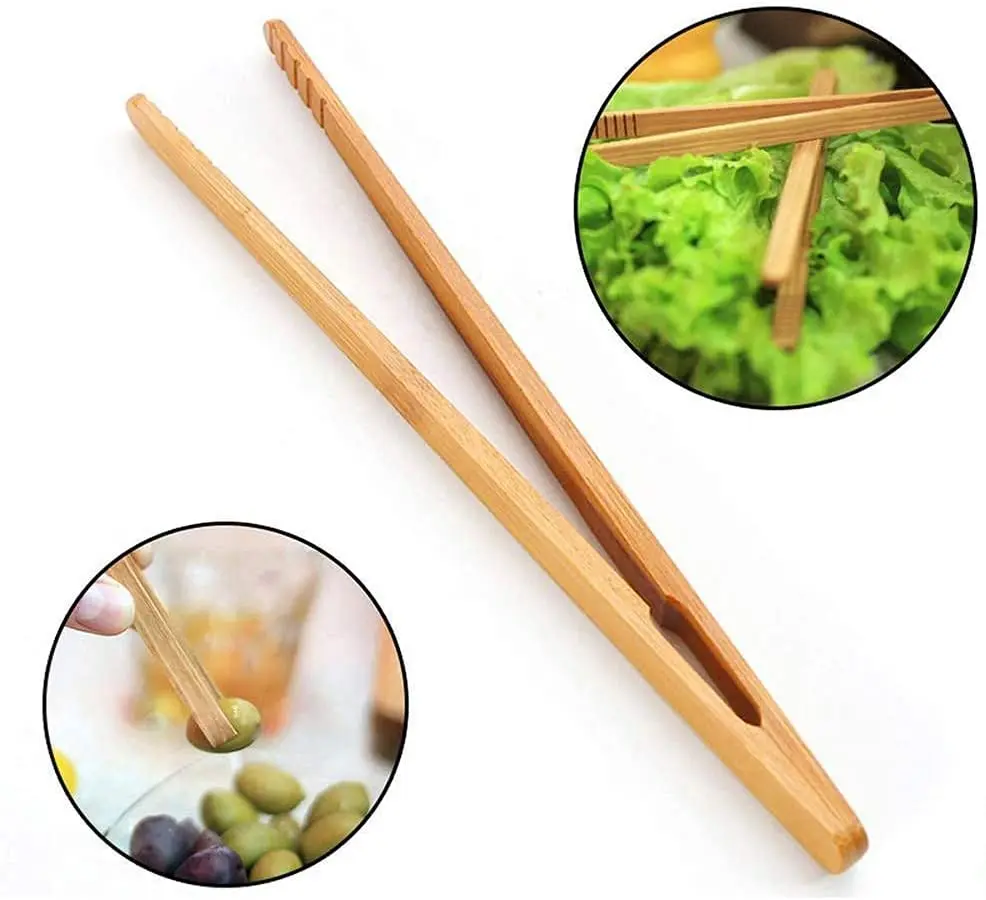 Bamboo Tea Accessories Bamboo Tongs 5pcs 7 Inches Toaster Tongs Bamboo Tongs Tea Clip Natural Bamboo Tweezers for Cooking Toast Bread Pickles Tea Kitchen
